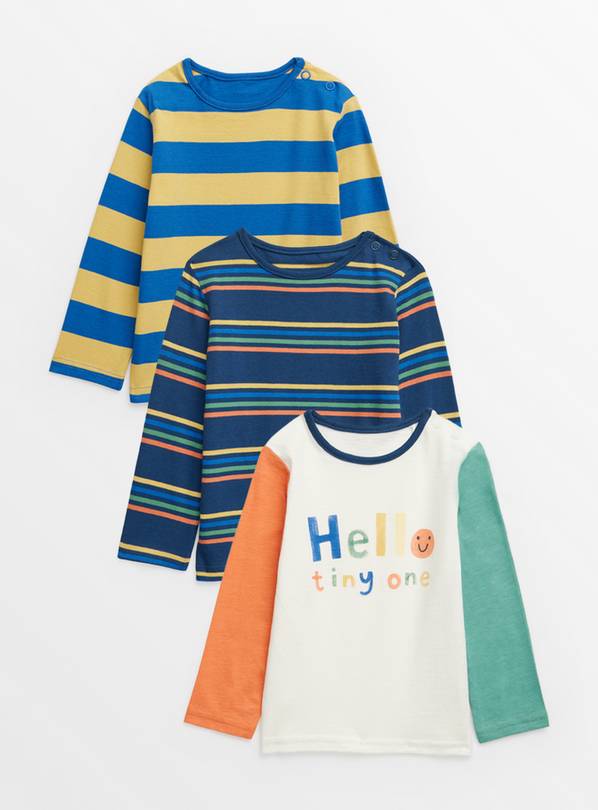 Bright Stripe Long Sleeve T-Shirts 3 Pack 12-18 months